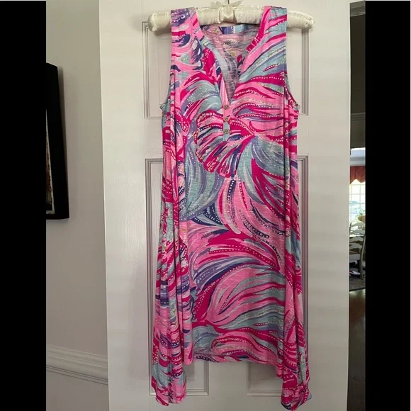 Lilly Pulitzer | Dresses | Lilly Pulitzer Dress In Splashes Of Pinks Teal Blue  Purple White Like New | Poshmark